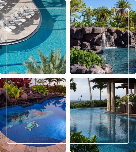 2024 pool design trends in Hawaii include, sustainable pool designs, naturalistic poolscapes, water features, and more.